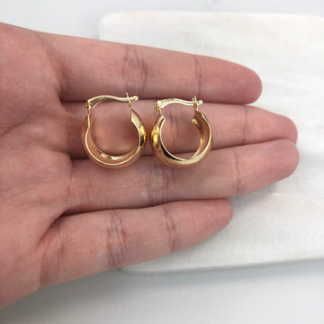 18K Gold Layered Oro Laminado 17mm Cuboid Hoops Wholesales 21.0284